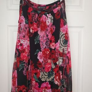 NWT INC international concepts Womens XL Floral Cold Shoulder Long Sleeve Blouse